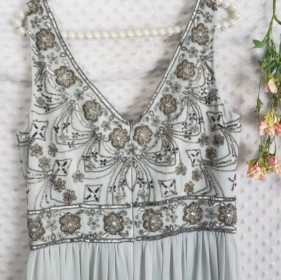 NEW BHLDN Mischa Dress Size 10 Gown Beaded Wedding Guest Maxi - Picture 10 of 11